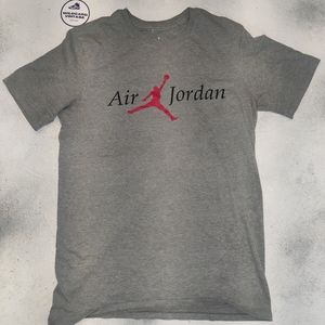 Jordan Nike Grey Cotton T-shirt Logo  Size Small